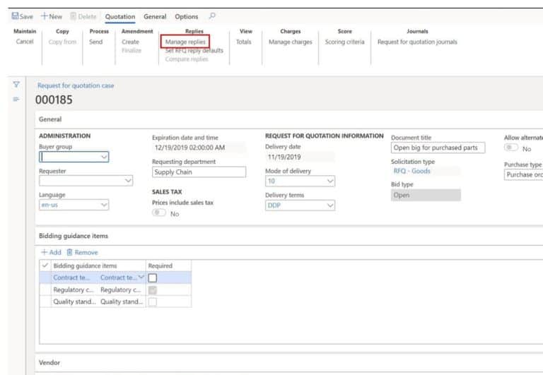 Process a Request for Quotation: D365 Finance and Operations – Dynamics ...