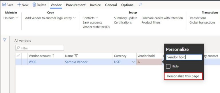 Personalization: Dynamics 365 Finance And Operations – Dynamics Tips