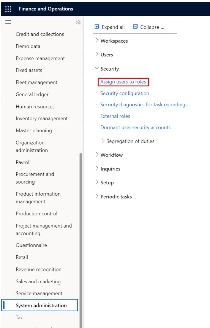 security role assignment references an invalid security role