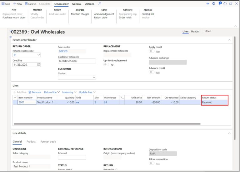 Process a Return Order: D365 Finance and Operations – Dynamics Tips