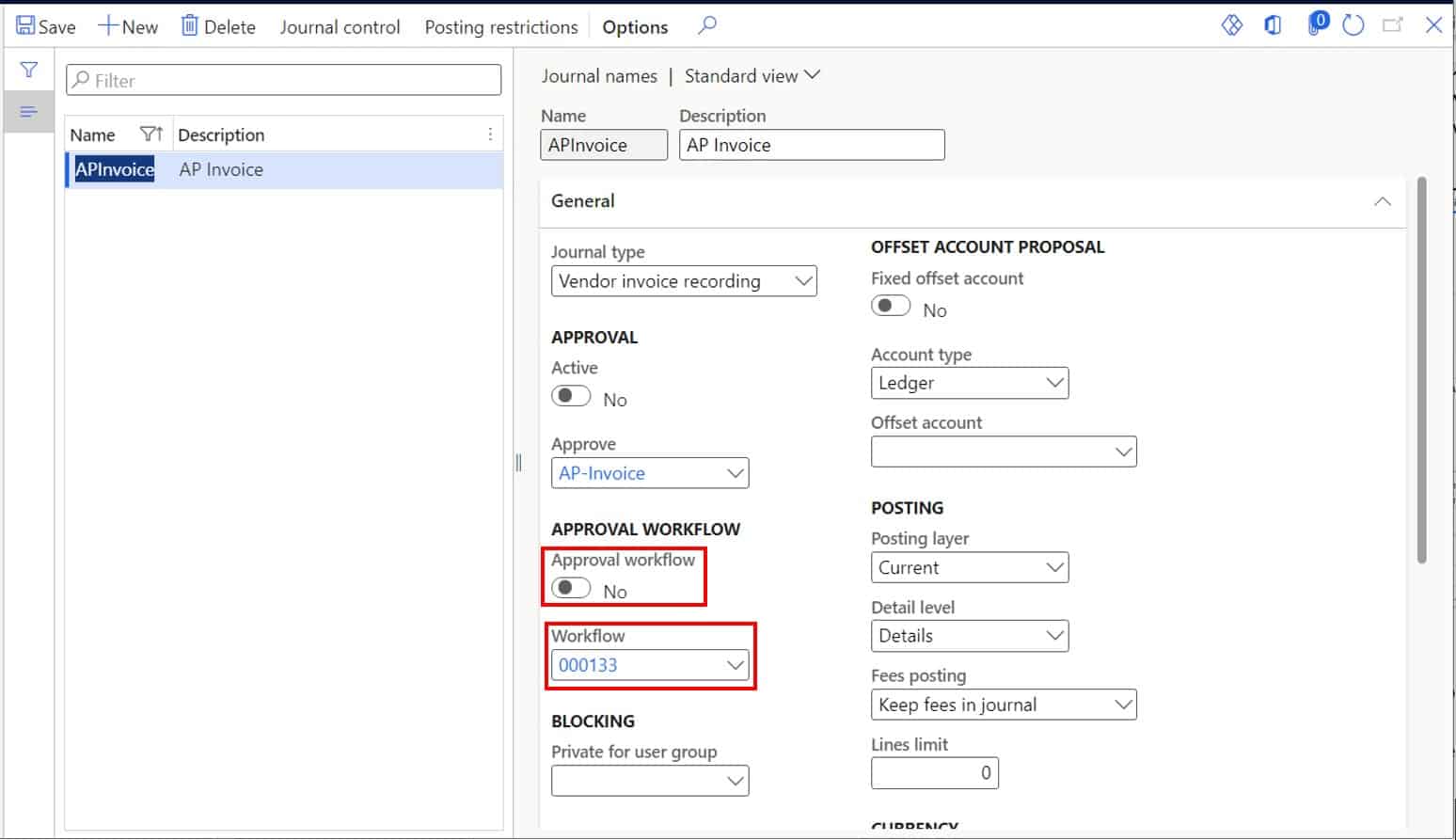 general journal workflow d365