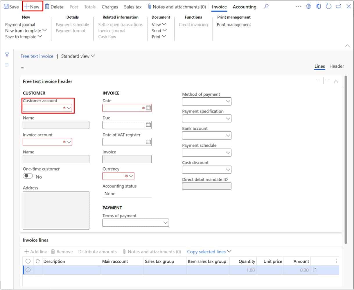 Process A Free Text Invoice Dynamics 365 Finance And Operations 