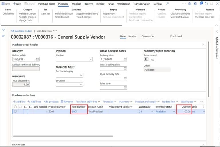 Process Quality Orders with WMS D365 Finance and Operations Dynamics