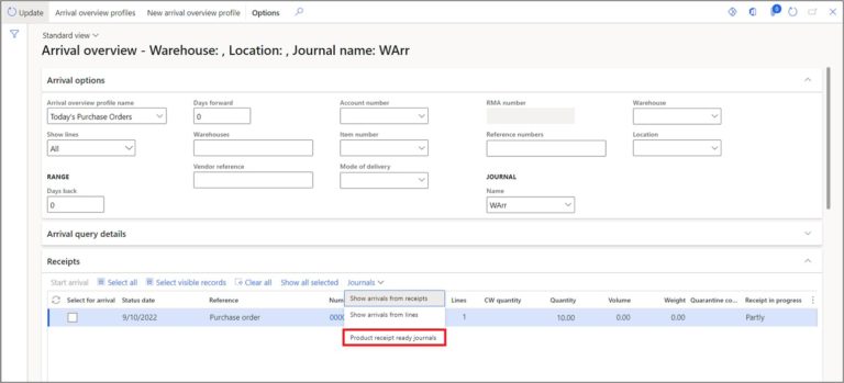Arrival Overview: D365 Finance and Operations – Dynamics Tips