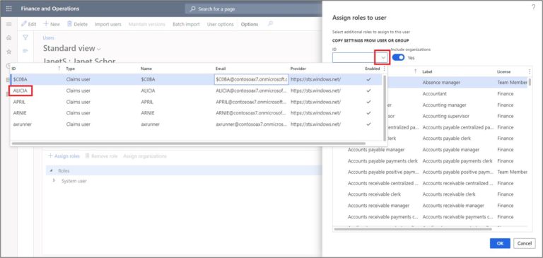 user role assignment report d365